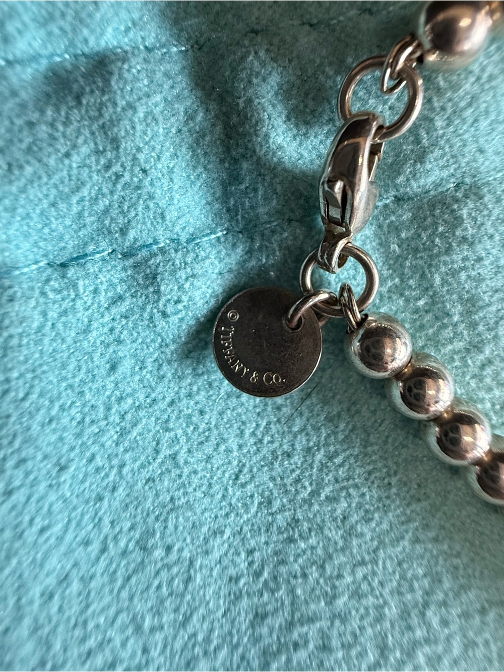 Tiffany & Co. Polished Silver Bead Bracelet with Heart Tag - Picture 4 of 6